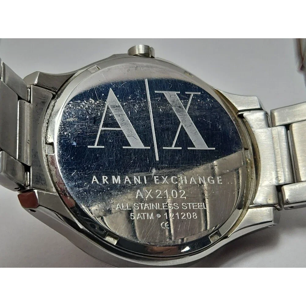 Armani Exchange AX2102 Mens 47mm Gray Dial Rose Gold Stainless Watch New Battery
